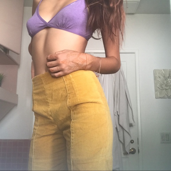 SOLDVintage Gold/Mustard Yellow High Waisted Pants - Picture 2 of 5